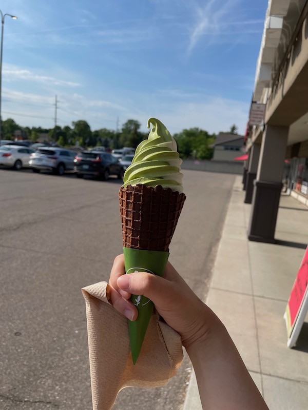 Matcha ice cream cone